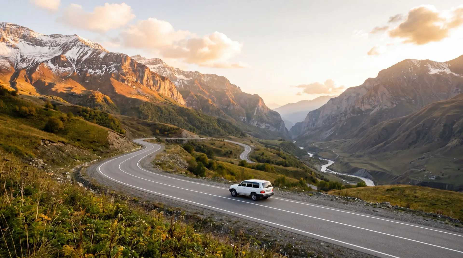 Route vers le camp au Caucase