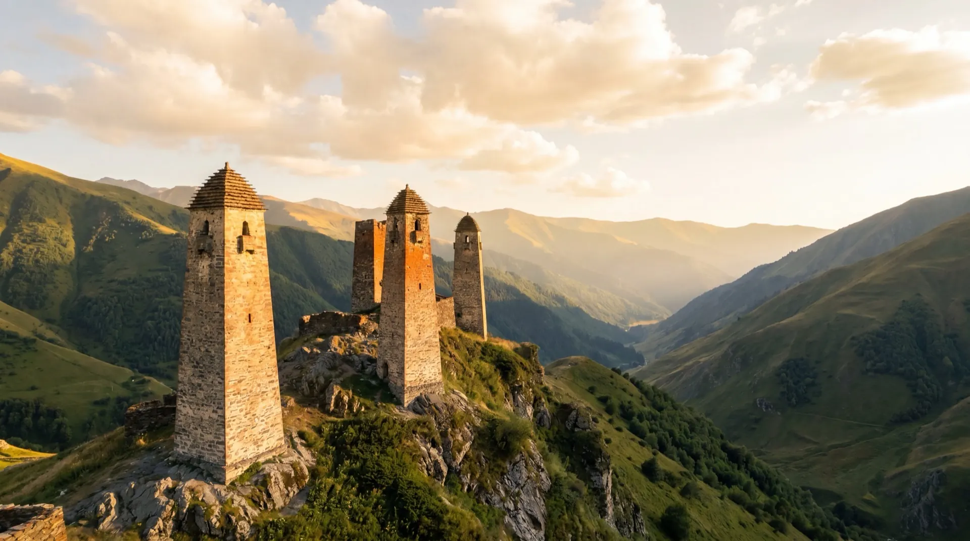 Tours médiévales vaïnakh dans les montagnes de Tchétchénie